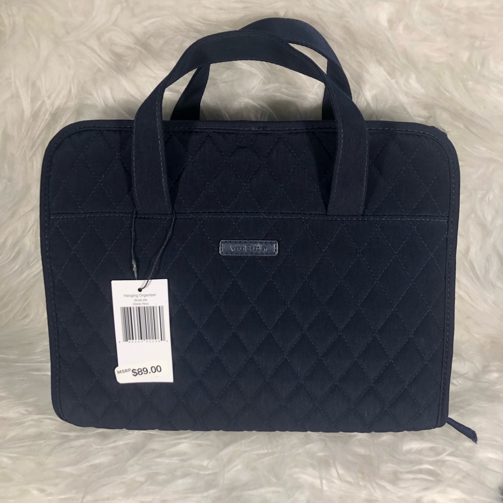 Vera Bradley Quilted Microfiber Hanging Travel Organizer Navy Blue NWT